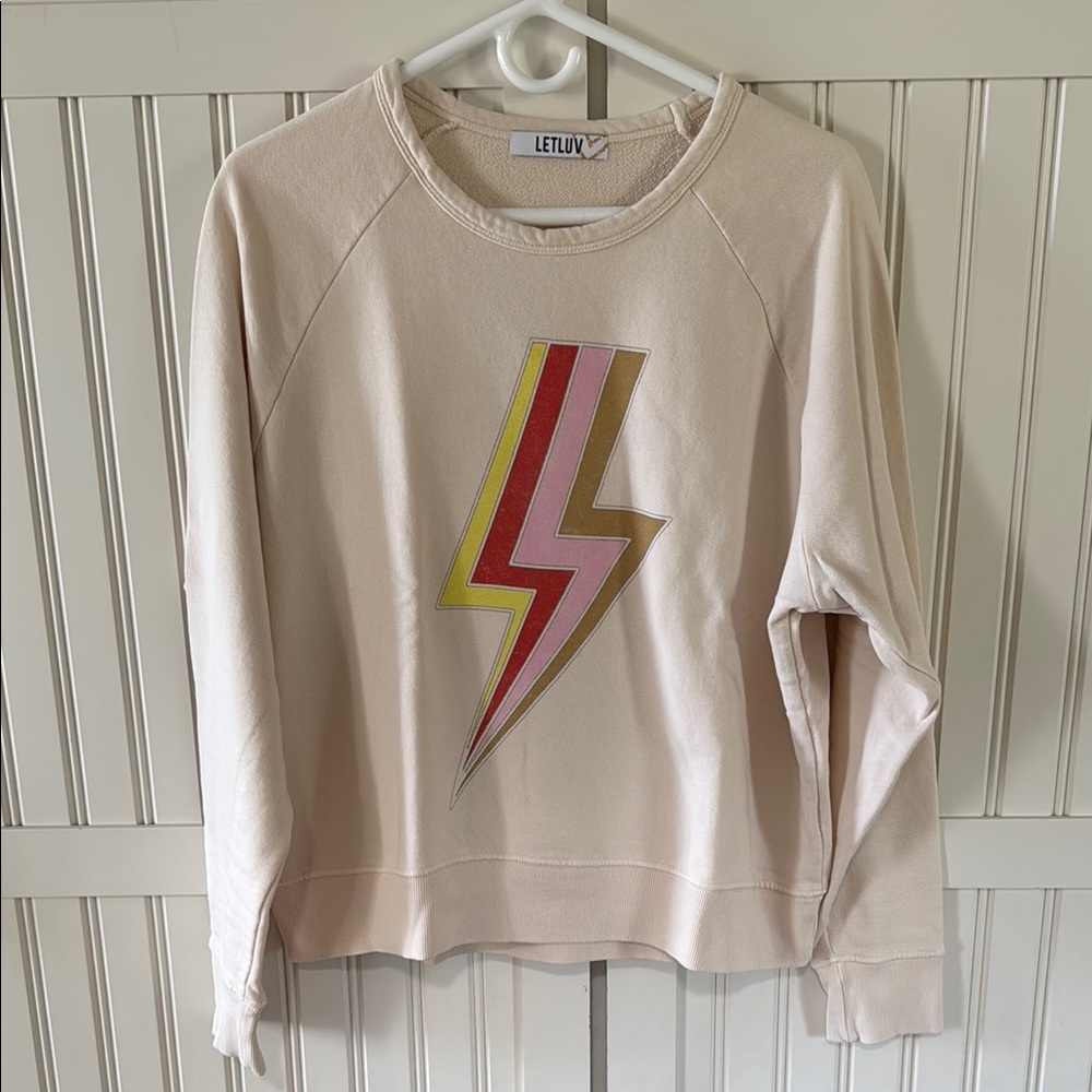 Letluv Cream Lightning Bolt Sweatshirt size Small